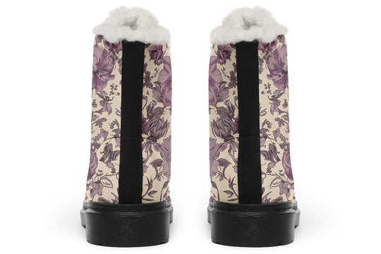 Lavender Vintage Peonies Winter Boots
