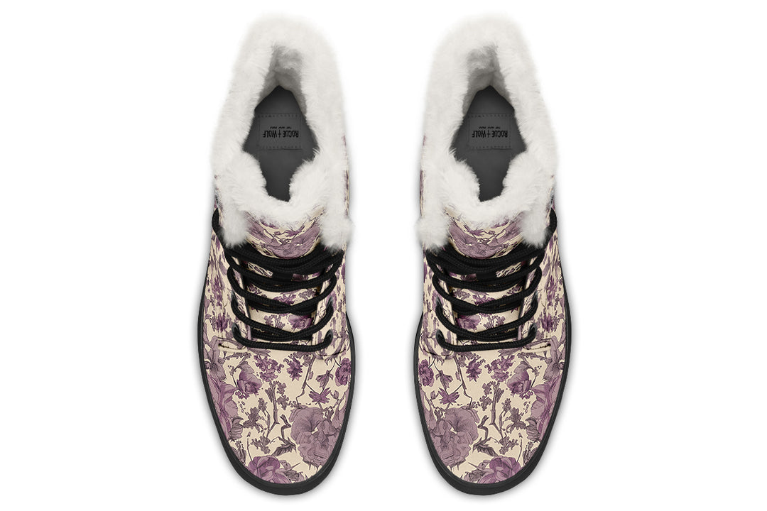 Lavender Vintage Peonies Winter Boots