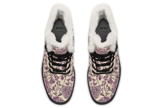 Lavender Vintage Peonies Winter Boots