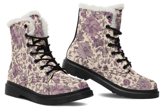 Lavender Vintage Peonies Winter Boots