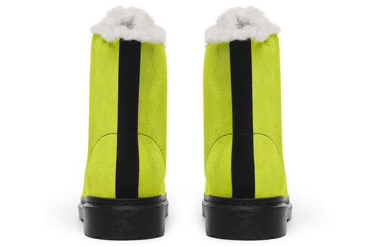 Lime Punch Winter Boots - Warm Micro-Suede Doc-Style Boots Lined with Vegan Wool