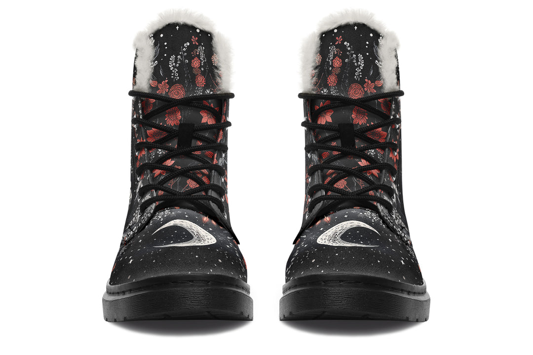 Lone Wolf Winter Boots - Warm Micro-Suede Doc-Style Boots Lined with Vegan Wool