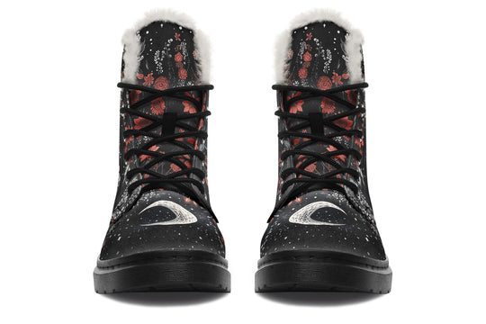 Lone Wolf Winter Boots - Warm Micro-Suede Doc-Style Boots Lined with Vegan Wool