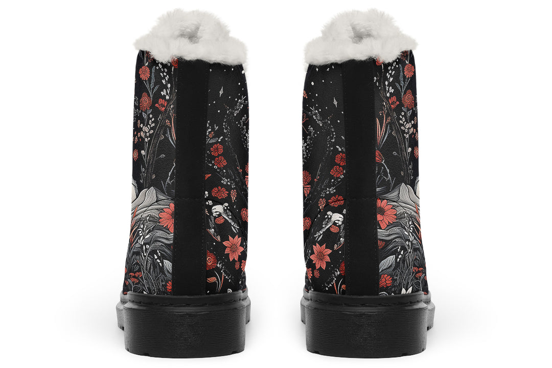 Lone Wolf Winter Boots - Warm Micro-Suede Doc-Style Boots Lined with Vegan Wool