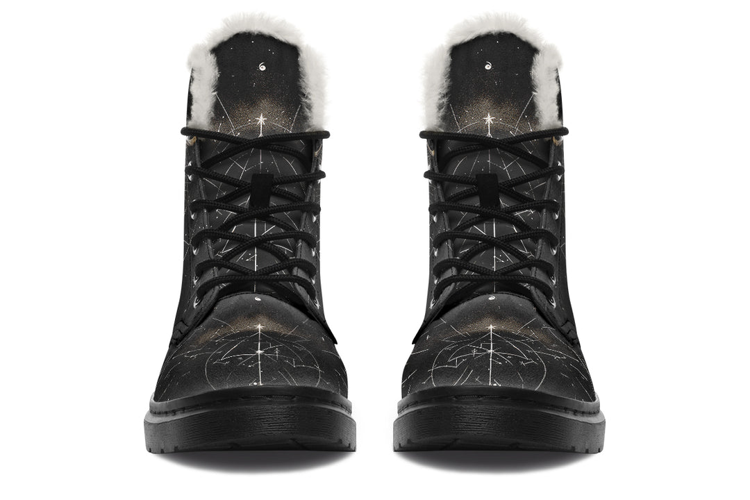 Lunar Bear Winter Boots - Warm Micro-Suede Doc-Style Boots Lined with Vegan Wool