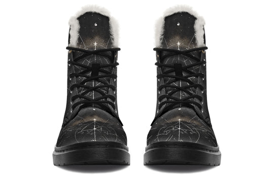 Lunar Bear Winter Boots - Warm Micro-Suede Doc-Style Boots Lined with Vegan Wool