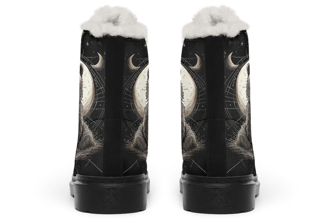 Lunar Bear Winter Boots - Warm Micro-Suede Doc-Style Boots Lined with Vegan Wool