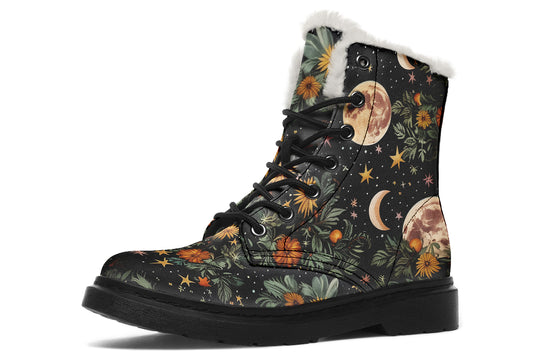 Lunar Meadow Winter Boots - Versatile Winter Footwear Warm Lined Durable Nylon Lace-up Water Resistant Bright Festival