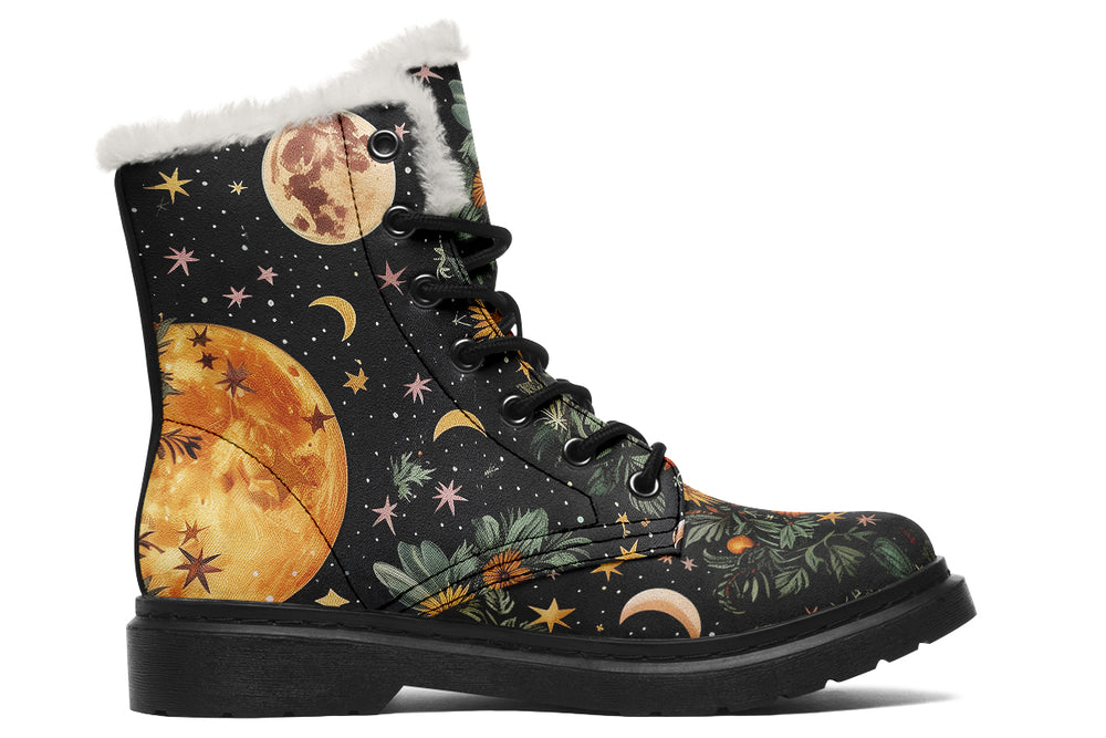 Lunar Meadow Winter Boots - Warm Micro-Suede Doc-Style Boots Lined with Vegan Wool