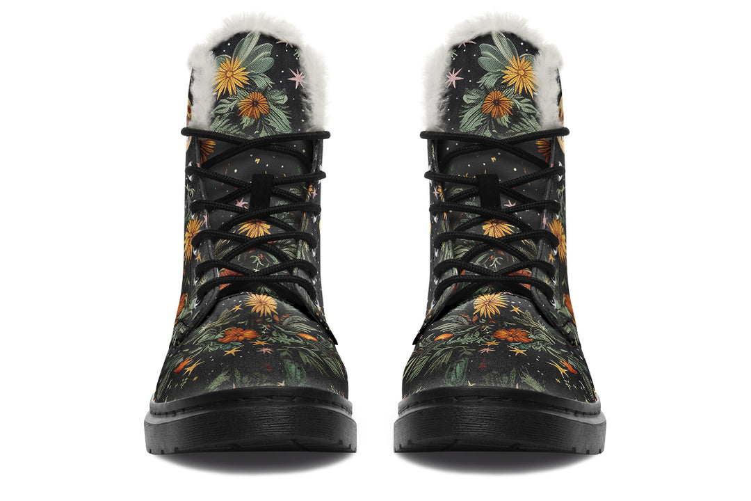 Lunar Meadow Winter Boots - Versatile Winter Footwear Warm Lined Durable Nylon Lace-up Water Resistant Bright Festival