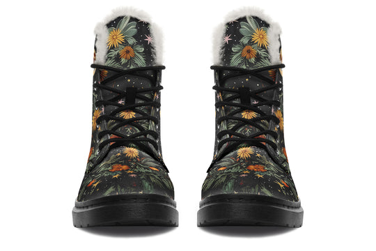 Lunar Meadow Winter Boots - Versatile Winter Footwear Warm Lined Durable Nylon Lace-up Water Resistant Bright Festival