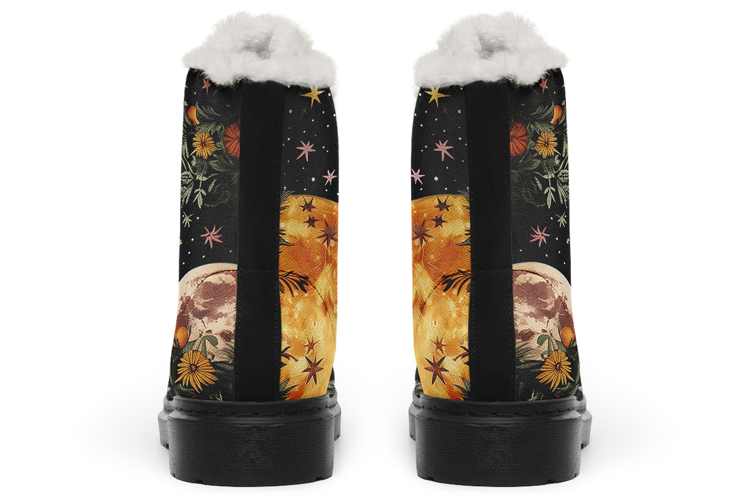 Lunar Meadow Winter Boots - Versatile Winter Footwear Warm Lined Durable Nylon Lace-up Water Resistant Bright Festival