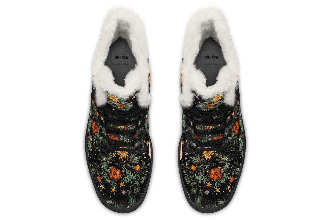 Lunar Meadow Winter Boots - Versatile Winter Footwear Warm Lined Durable Nylon Lace-up Water Resistant Bright Festival