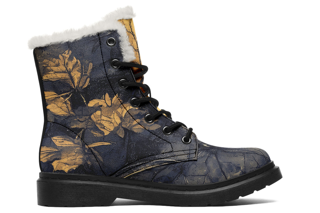 Midnight Maple Winter Boots - Warm Micro-Suede Doc-Style Boots Lined with Vegan Wool