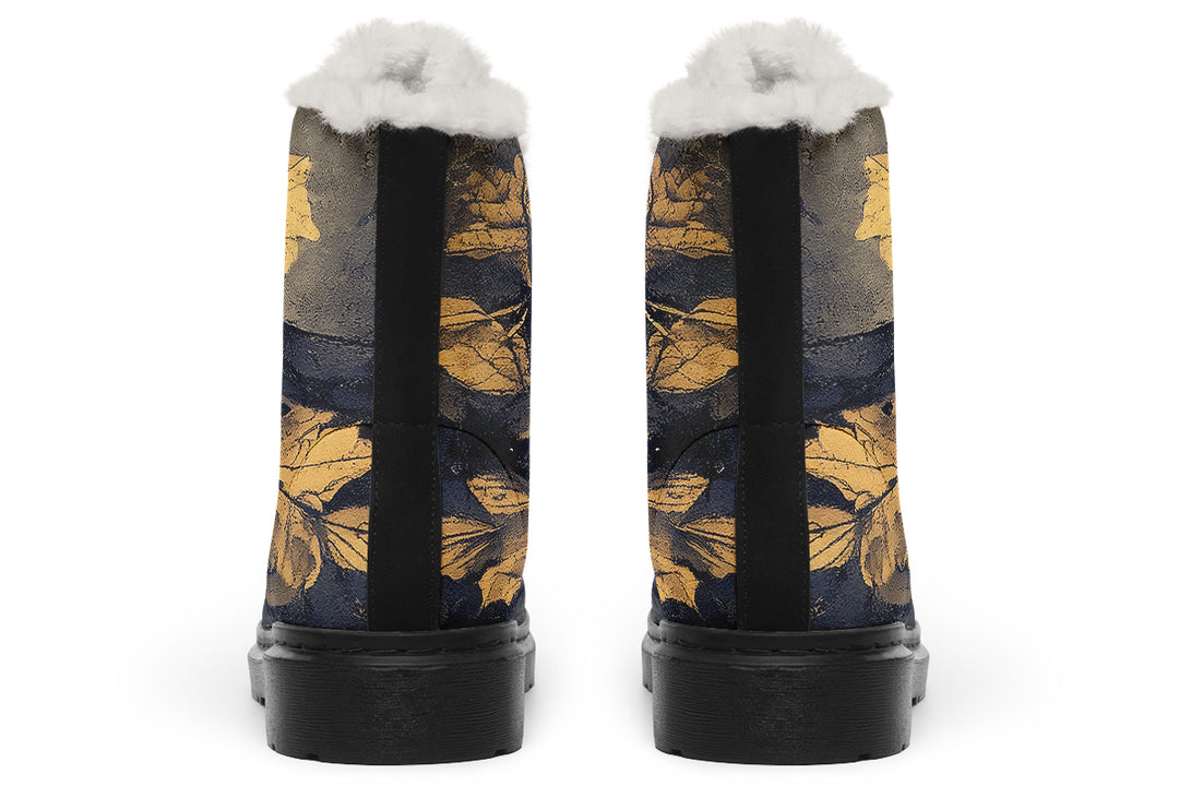 Midnight Maple Winter Boots - Warm Micro-Suede Doc-Style Boots Lined with Vegan Wool