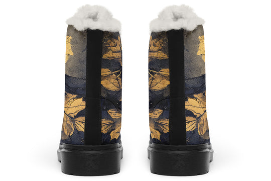 Midnight Maple Winter Boots - Warm Micro-Suede Doc-Style Boots Lined with Vegan Wool