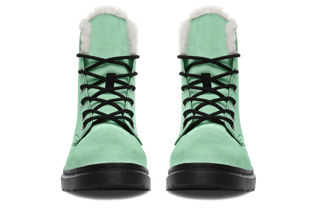 Mint Green Winter Boots - Weatherproof Stylish Boots Toasty Lined Durable Nylon Synthetic Wool