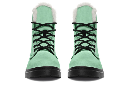 Mint Green Winter Boots - Weatherproof Stylish Boots Toasty Lined Durable Nylon Synthetic Wool