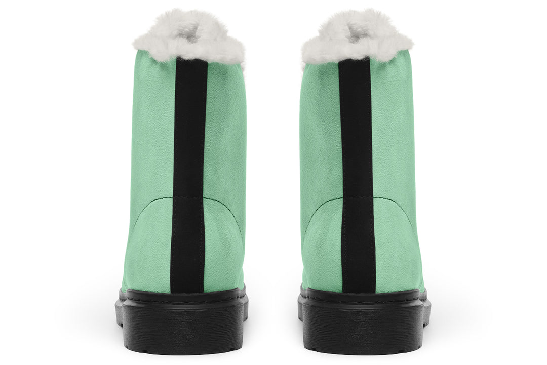 Mint Green Winter Boots - Warm Micro-Suede Doc-Style Boots Lined with Vegan Wool