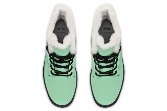 Mint Green Winter Boots - Weatherproof Stylish Boots Toasty Lined Durable Nylon Synthetic Wool