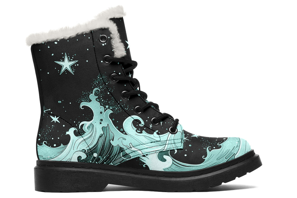 Mint Lunar Tide Winter Boots - Warm Micro-Suede Doc-Style Boots Lined with Vegan Wool