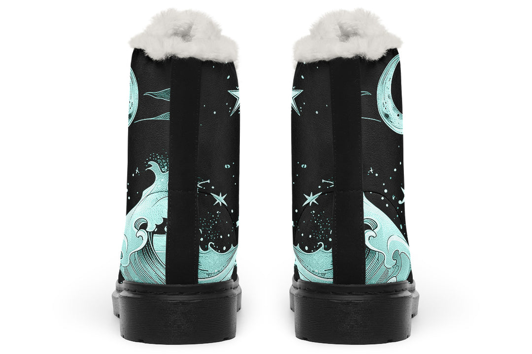 Mint Lunar Tide Winter Boots - Warm Micro-Suede Doc-Style Boots Lined with Vegan Wool