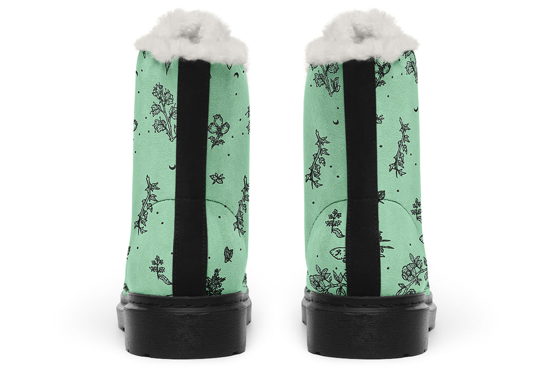 Mint Nightshade Winter Boots - Warm Micro-Suede Doc-Style Boots Lined with Vegan Wool