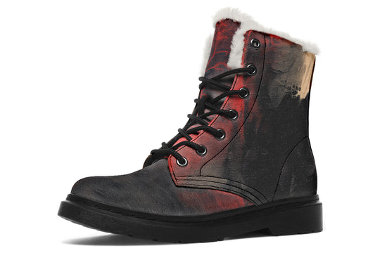 Molten Obsidian Winter Boots - Warm Micro-Suede Doc-Style Boots Lined with Vegan Wool