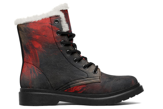 Molten Obsidian Winter Boots - Warm Micro-Suede Doc-Style Boots Lined with Vegan Wool