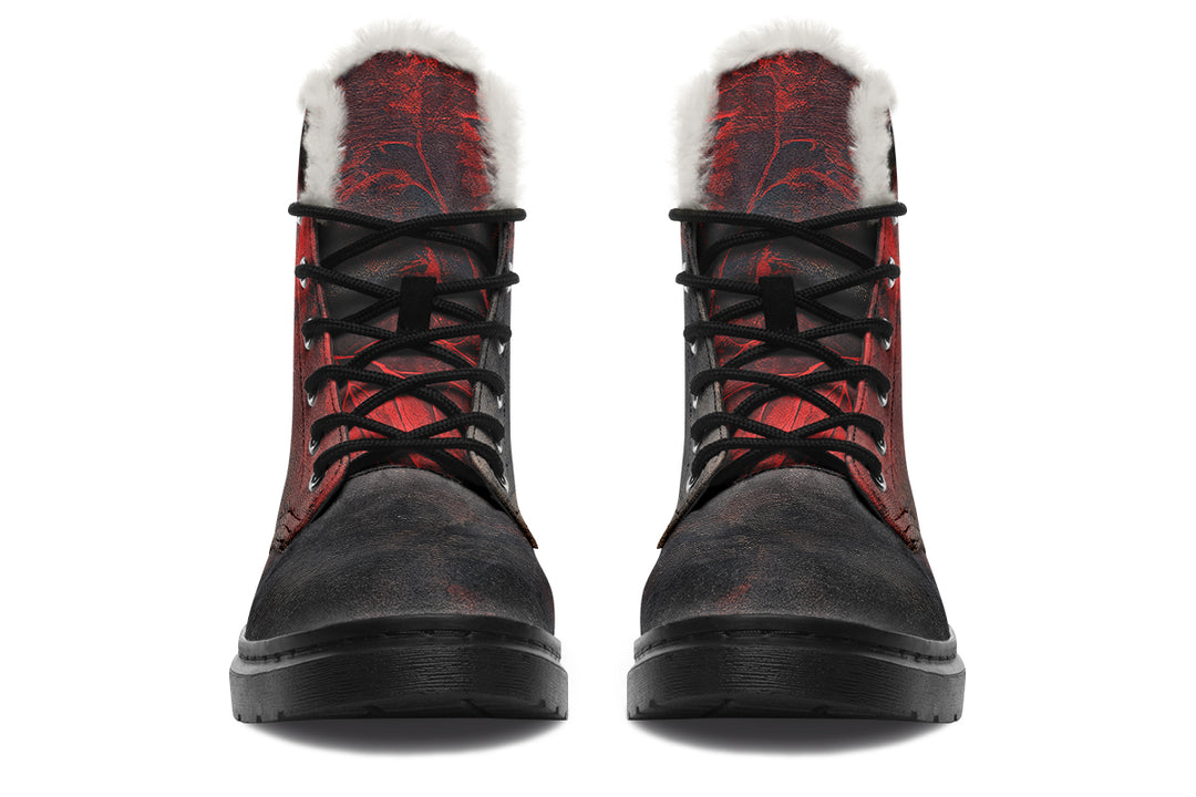 Molten Obsidian Winter Boots - Warm Micro-Suede Doc-Style Boots Lined with Vegan Wool