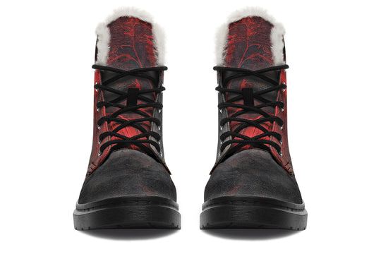 Molten Obsidian Winter Boots - Warm Micro-Suede Doc-Style Boots Lined with Vegan Wool