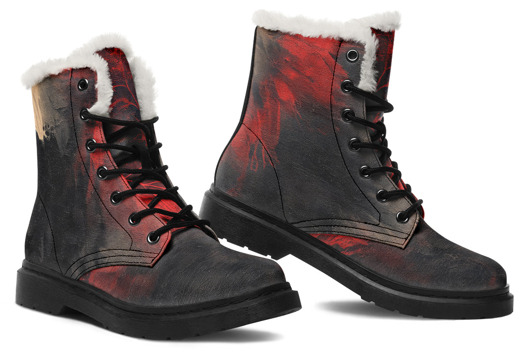 Molten Obsidian Winter Boots - Warm Micro-Suede Doc-Style Boots Lined with Vegan Wool