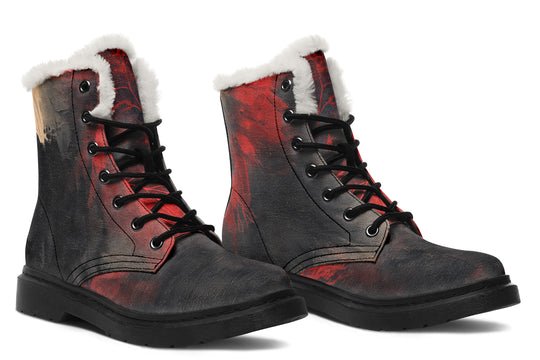 Molten Obsidian Winter Boots - Warm Micro-Suede Doc-Style Boots Lined with Vegan Wool