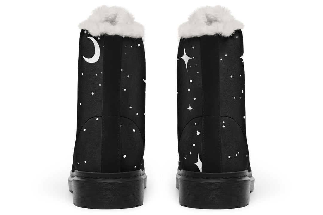 MoonDust Winter Boots - Warm Micro-Suede Doc-Style Boots Lined with Vegan Wool