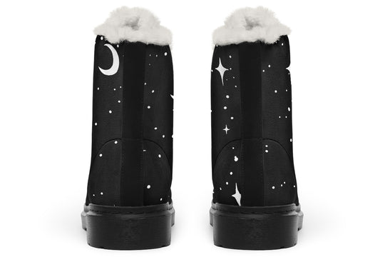 MoonDust Winter Boots - Warm Micro-Suede Doc-Style Boots Lined with Vegan Wool