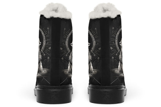 Moonbound Wolf Winter Boots - Warm Micro-Suede Doc-Style Boots Lined with Vegan Wool