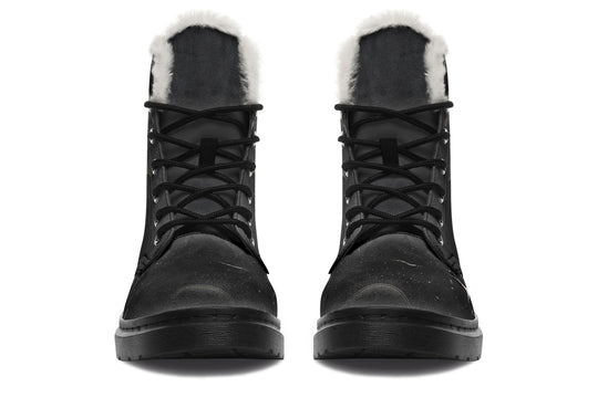 Moonlit Bat Winter Boots - Warm Micro-Suede Doc-Style Boots Lined with Vegan Wool