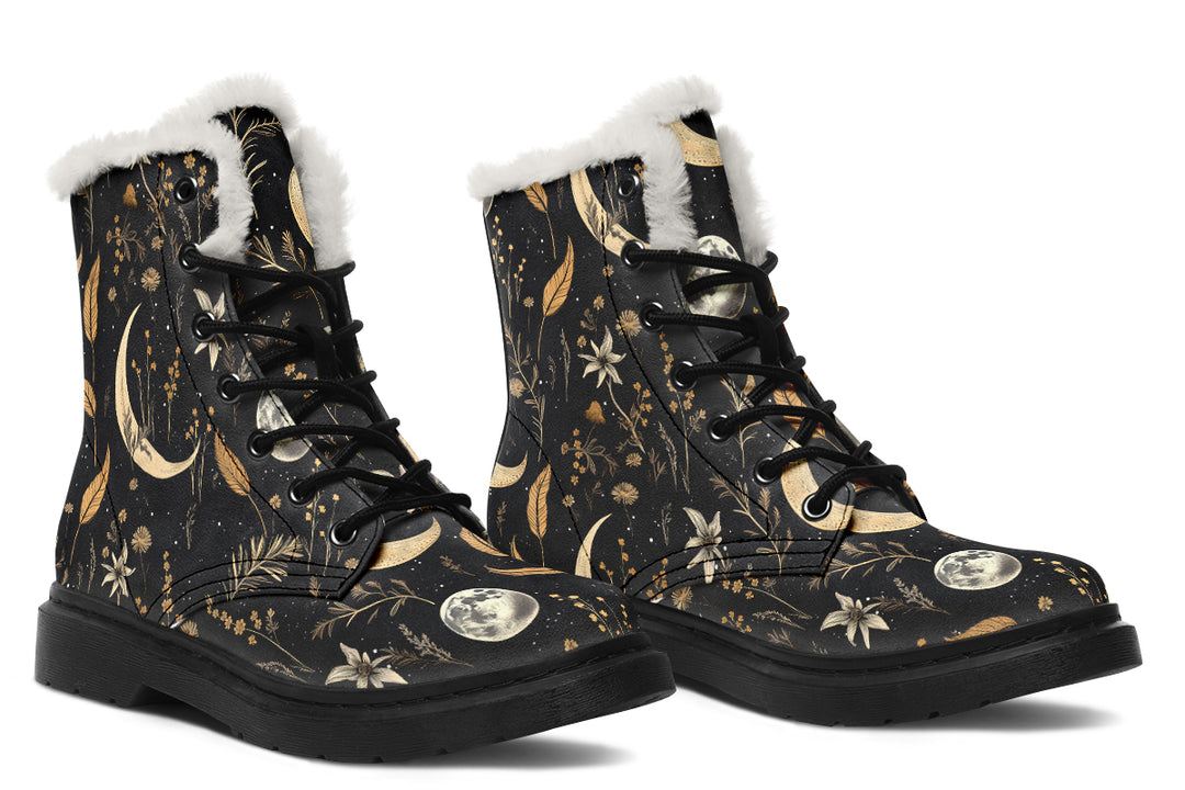 Moonlit Botanica Winter Boots - Comfortable Water Resistant Toasty Lined Durable Nylon Lace-up Boots