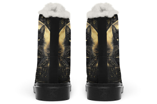 Mystic Cat Winter Boots - Warm Micro-Suede Doc-Style Boots Lined with Vegan Wool