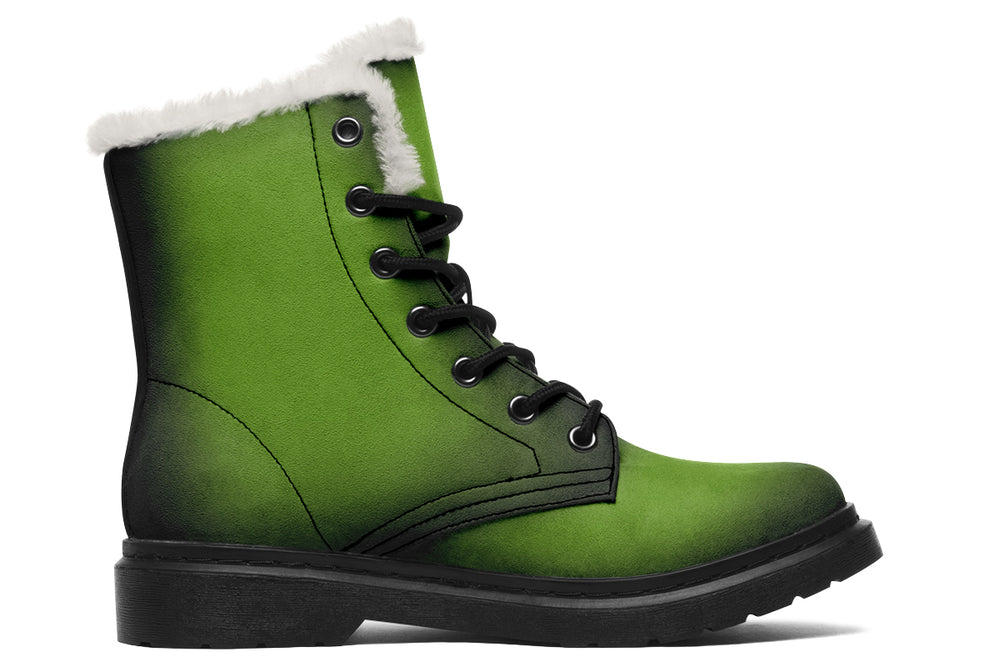 Mystic Moss Winter Boots - Warm Micro-Suede Doc-Style Boots Lined with Vegan Wool