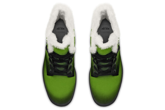 Mystic Moss Winter Boots - Warm Micro-Suede Doc-Style Boots Lined with Vegan Wool