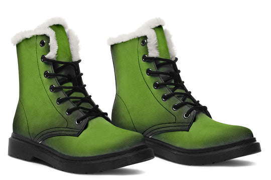 Mystic Moss Winter Boots - Warm Micro-Suede Doc-Style Boots Lined with Vegan Wool