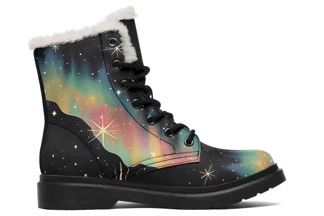 Northern Lights Winter Boots - Warm Micro-Suede Doc-Style Boots Lined with Vegan Wool