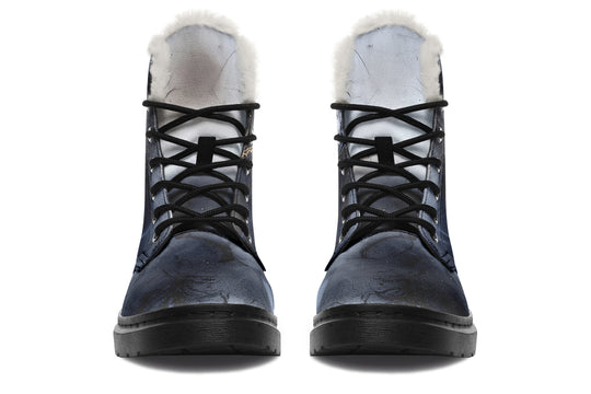 Obsidian Vein Winter Boots - Warm Micro-Suede Doc-Style Boots Lined with Vegan Wool