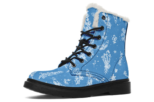 Ocean Nightshade Winter Boots - Warm Micro-Suede Doc-Style Boots Lined with Vegan Wool