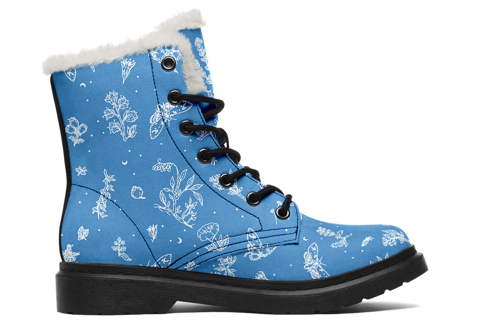 Ocean Nightshade Winter Boots - Warm Micro-Suede Doc-Style Boots Lined with Vegan Wool