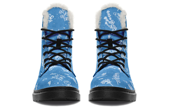 Ocean Nightshade Winter Boots - Warm Micro-Suede Doc-Style Boots Lined with Vegan Wool