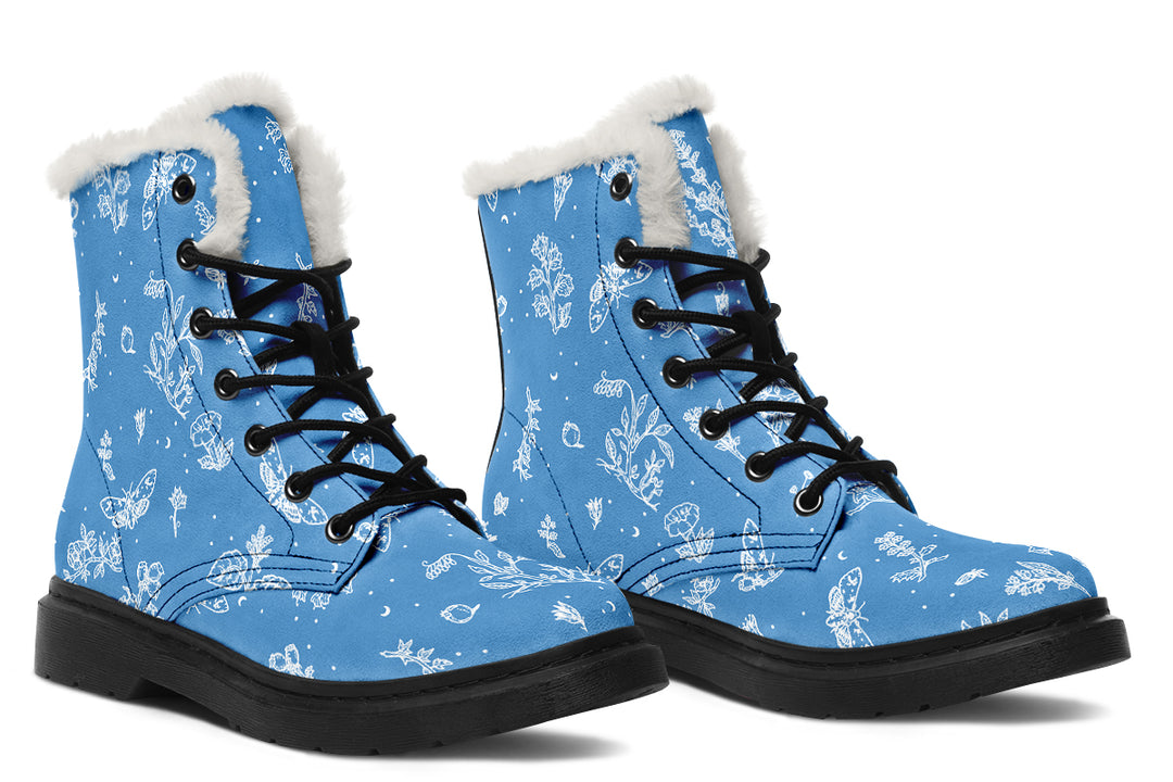 Ocean Nightshade Winter Boots - Warm Micro-Suede Doc-Style Boots Lined with Vegan Wool