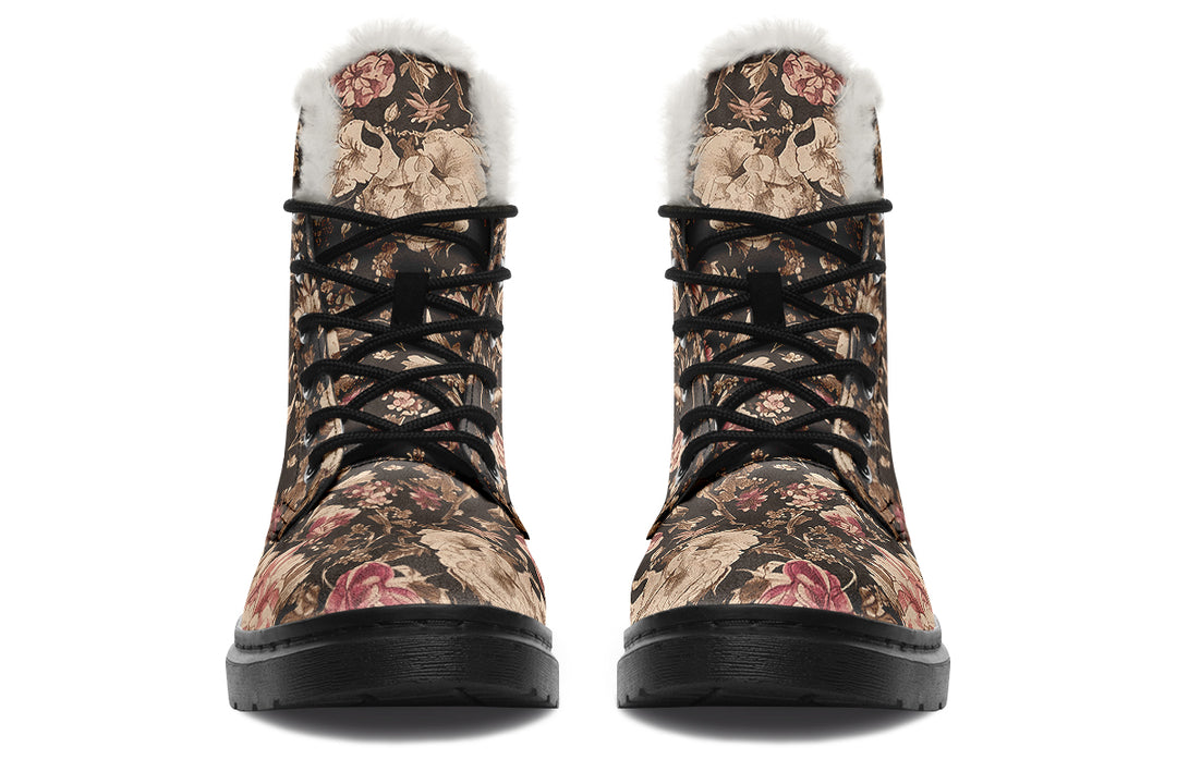 Ochre Vintage Peonies Winter Boots