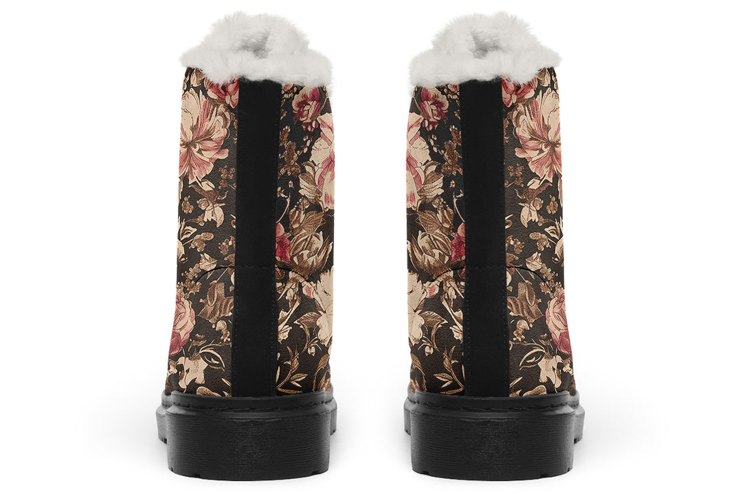 Ochre Vintage Peonies Winter Boots